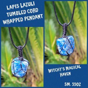 Lapis Lazuli Tumbled Gemstone Corded Pendant